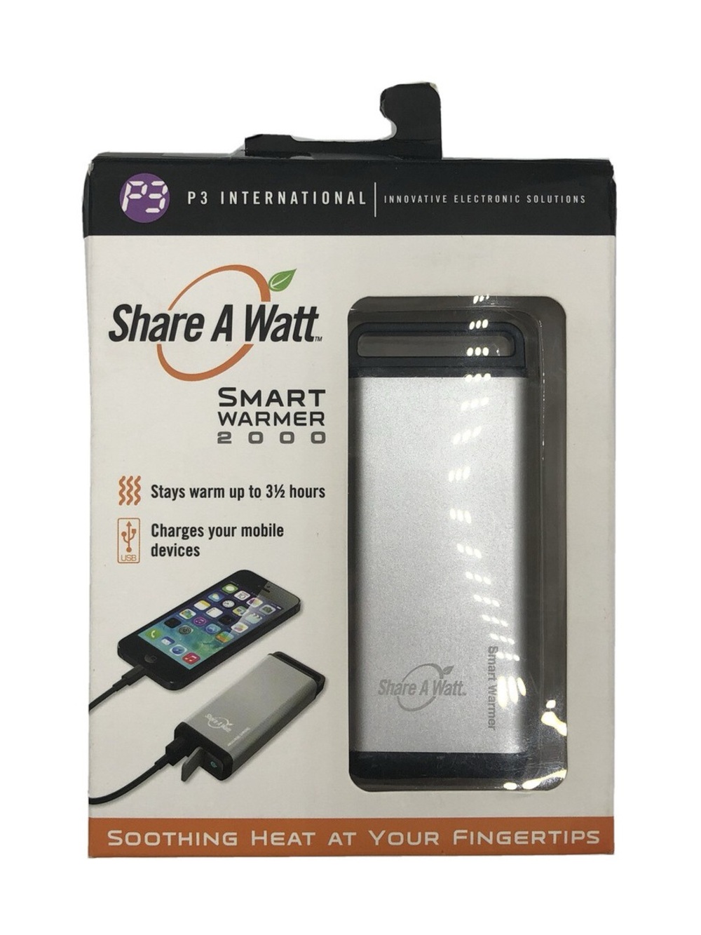 Smart Warmer 2000 Portable Hand Warmer & Charger - Silver